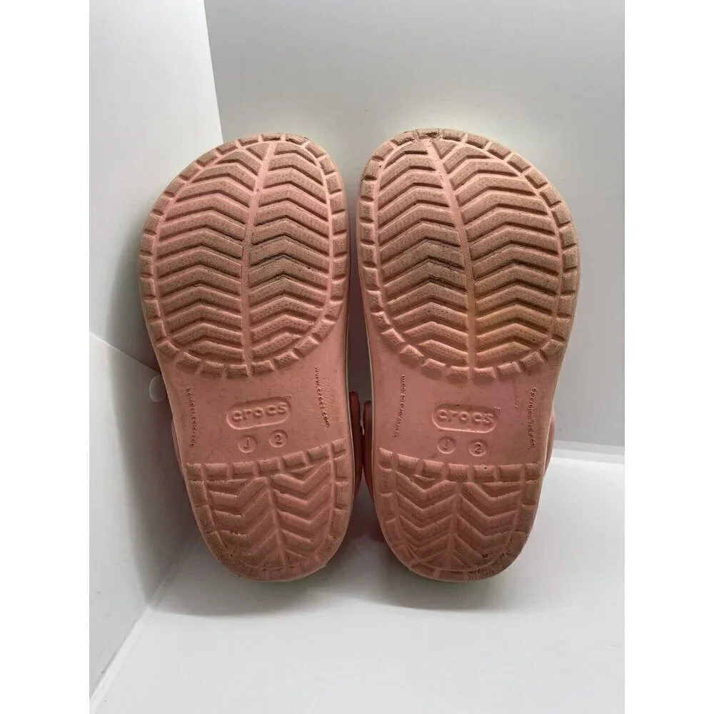 Crocs Kids Crocband Clog Slip On Sandal Pink White Size 2 Lightweight 204537